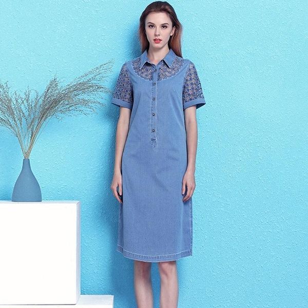 party dresses hollow out cowboy dress spring and summer allover lace large size loose denim women nw19b6083, White;black
party dresses hollow out cowboy dress spring and summer allover lace large size loose denim women nw19b6083, White;black