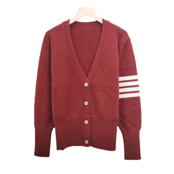 sweater knit 2021 autumn and winter tb four bar wine red ted cardigan women's loose thin college style jacket fashion, White;black
sweater knit 2021 autumn and winter tb four bar wine red ted cardigan women's loose thin college style jacket fashion, White;black