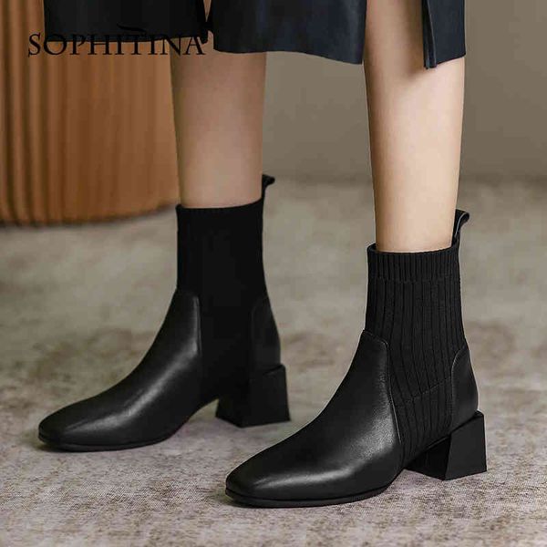 sophitina women knitting boots elegant elastic slip-on shoes tpr square toe mid heel spring autumn female ankle shoes so828 210513, Black
sophitina women knitting boots elegant elastic slip-on shoes tpr square toe mid heel spring autumn female ankle shoes so828 210513, Black