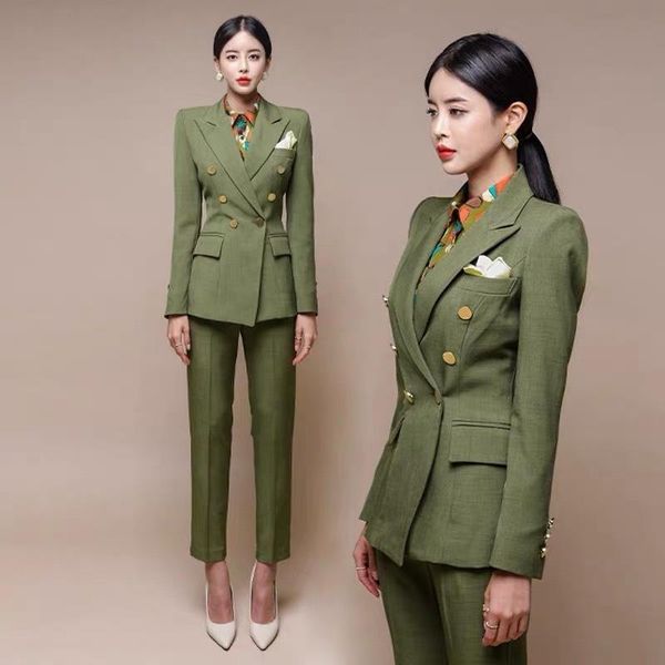 women's two piece pants 2022 spring women blazer suit matching sets jacket coat solid color office ladies formal pant green elegant ol, White
women's two piece pants 2022 spring women blazer suit matching sets jacket coat solid color office ladies formal pant green elegant ol, White