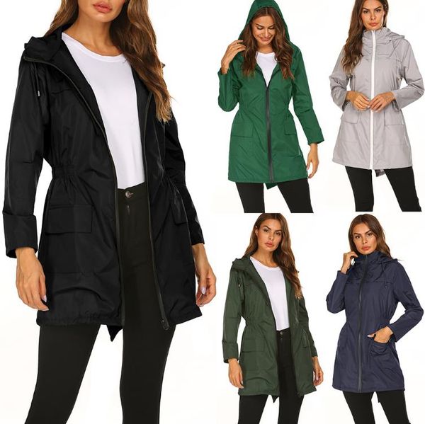 autumn/winter hooded waist rainproof jacket zipper women's raincoat outdoor mountaineering jacket, Black;brown
autumn/winter hooded waist rainproof jacket zipper women's raincoat outdoor mountaineering jacket, Black;brown