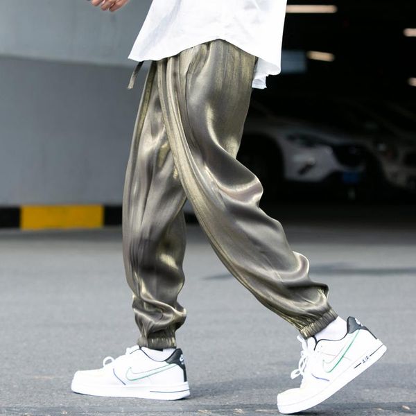 men's pants mens summer smooth fabric silk 2021 trousers ice casual loose shiny thin color track harem, Black
men's pants mens summer smooth fabric silk 2021 trousers ice casual loose shiny thin color track harem, Black