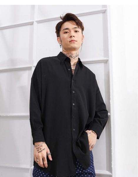 men's casual shirts medium length hip hop arc side opening large size korean show style lapel long sleeve shirt, loose and versatile, b, White;black
men's casual shirts medium length hip hop arc side opening large size korean show style lapel long sleeve shirt, loose and versatile, b, White;black