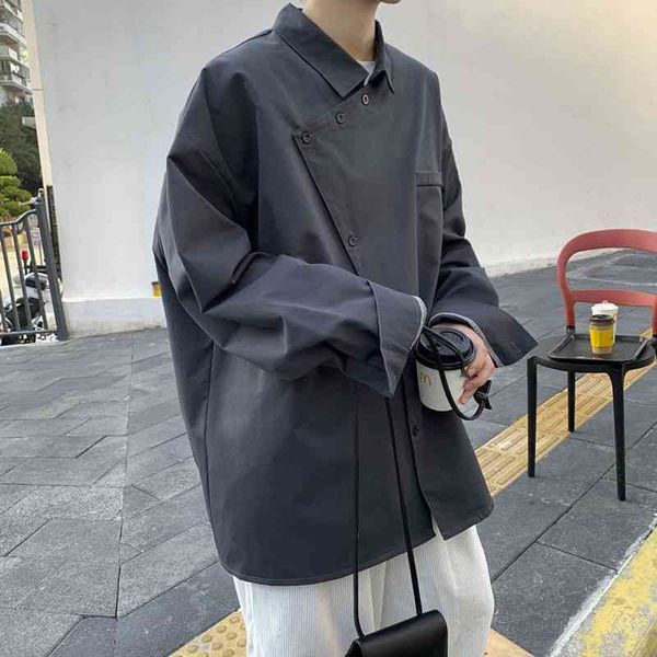 men's casual shirts spring and autumn solid color korean fashion loose harajuku streetwear social long sleeve 7kpy, White;black
men's casual shirts spring and autumn solid color korean fashion loose harajuku streetwear social long sleeve 7kpy, White;black