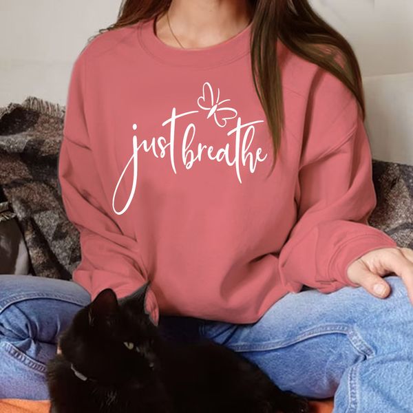 2021 autumn women's fashion letter printing casual round neck long sleeve sweater for women, Black
2021 autumn women's fashion letter printing casual round neck long sleeve sweater for women, Black