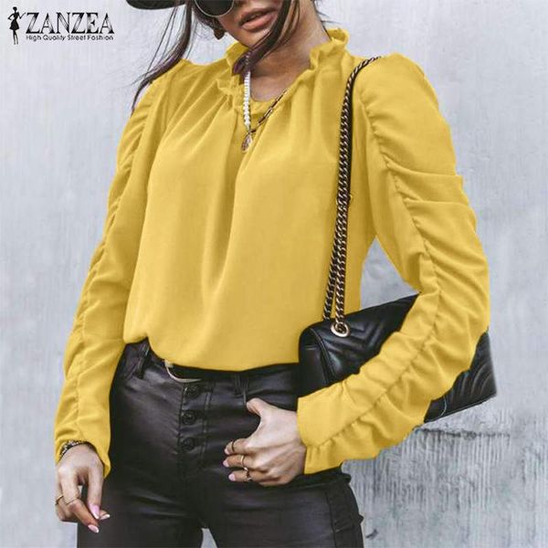 women's blouses & shirts zanzea 2021 elegant spring pleated woman ol style casual long sleeve blusas female office ladies tunic, White
women's blouses & shirts zanzea 2021 elegant spring pleated woman ol style casual long sleeve blusas female office ladies tunic, White