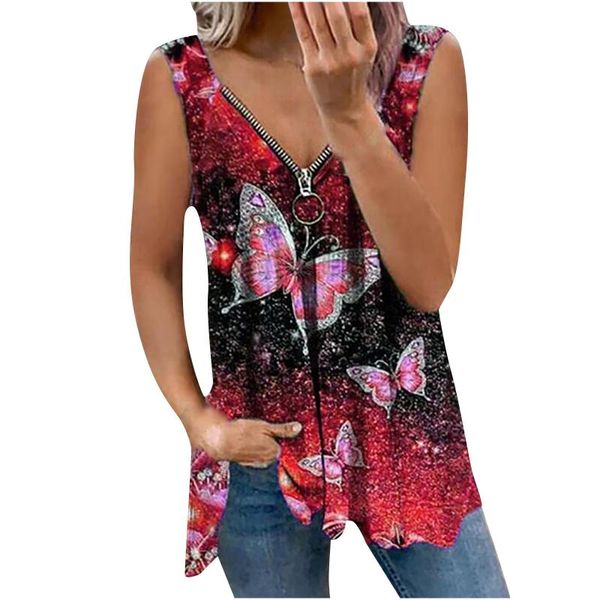 women's t-shirt plus size women fashion v-neck zipper butterfly print loose vest summer sleeveless tank female, White
women's t-shirt plus size women fashion v-neck zipper butterfly print loose vest summer sleeveless tank female, White