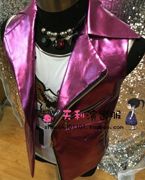 men's vests s-5xl 2021 dj fashion male singer costumes purple leather vest plus size clothing, Black;white
men's vests s-5xl 2021 dj fashion male singer costumes purple leather vest plus size clothing, Black;white