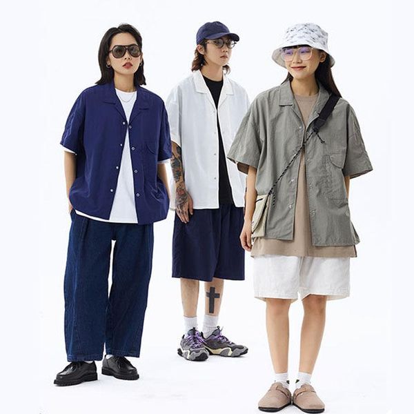 men vintage fashion short sleeve loose casual shirts summer male japan korea style streetwear hip hop couple men's, White;black
men vintage fashion short sleeve loose casual shirts summer male japan korea style streetwear hip hop couple men's, White;black