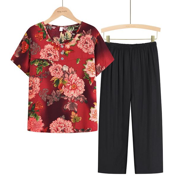 women's sleepwear plus size pajamas for women spring summer pijamas female loungewear print middle age sleepwear pyjamas suit homewear, Black;red
women's sleepwear plus size pajamas for women spring summer pijamas female loungewear print middle age sleepwear pyjamas suit homewear, Black;red