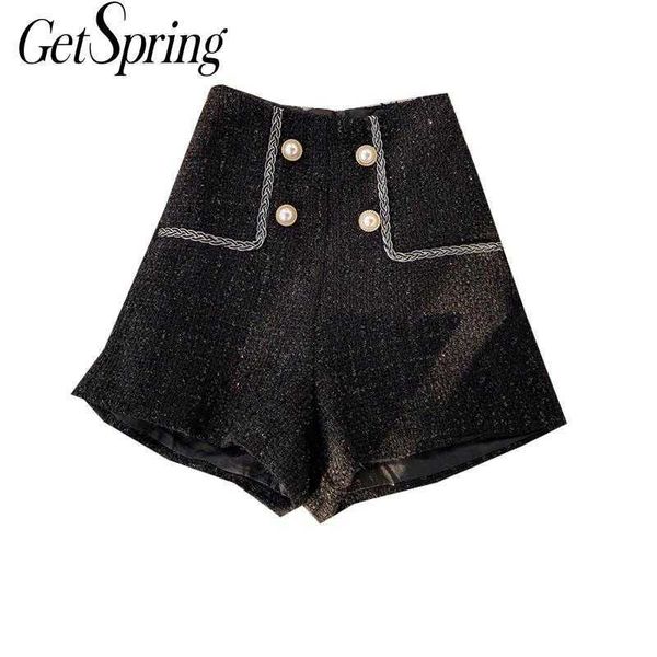 getspring women shorts tweed plaid wide leg high waisted mini black white short for spring autumn 210601, White;black
getspring women shorts tweed plaid wide leg high waisted mini black white short for spring autumn 210601, White;black