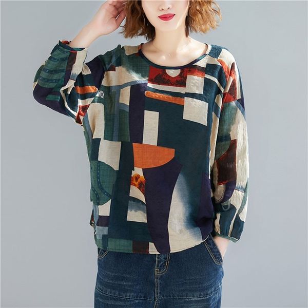 women cotton linen long sleeve t-shirts new autumn simple style vintage print oversized female loose casual tees s1783 210412, White
women cotton linen long sleeve t-shirts new autumn simple style vintage print oversized female loose casual tees s1783 210412, White