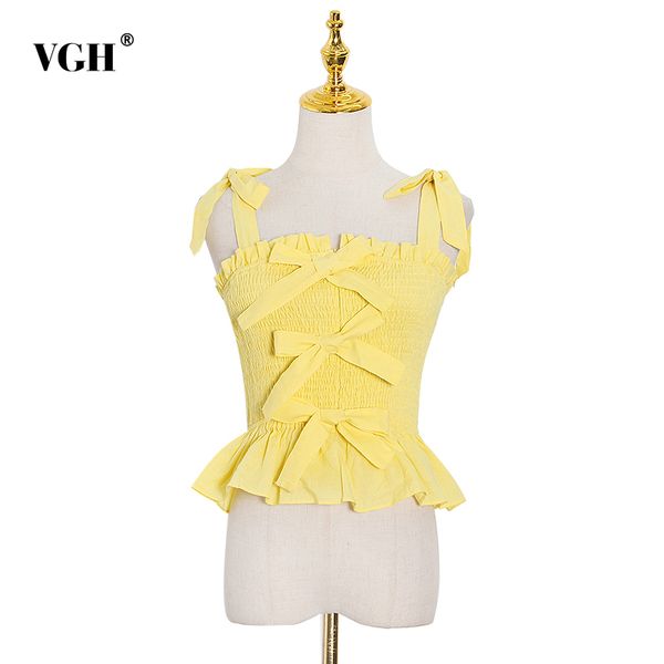 vgh yellow tank for women square collar sleeveless patchwork bowknot designer ruched short vests female new tide 210421, White
vgh yellow tank for women square collar sleeveless patchwork bowknot designer ruched short vests female new tide 210421, White