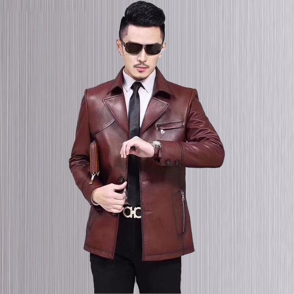 men's leather & faux genuine jacket men spring autumn short real sheepskin coat jackets veste moto homme 17039 yy370, Black
men's leather & faux genuine jacket men spring autumn short real sheepskin coat jackets veste moto homme 17039 yy370, Black