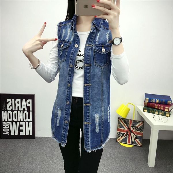 autumn denim jacket elegant sleeveless hole female single-breasted medium-long cowboy slim women basic coats chaqueta mujer women's jac, Black;brown
autumn denim jacket elegant sleeveless hole female single-breasted medium-long cowboy slim women basic coats chaqueta mujer women's jac, Black;brown