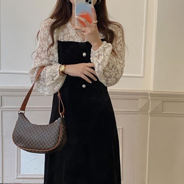 casual dresses elegant black velvet long dress korean one piece lace bow patchwork y2k vintage gothic v-neck party autumn 2021, Black;gray
casual dresses elegant black velvet long dress korean one piece lace bow patchwork y2k vintage gothic v-neck party autumn 2021, Black;gray