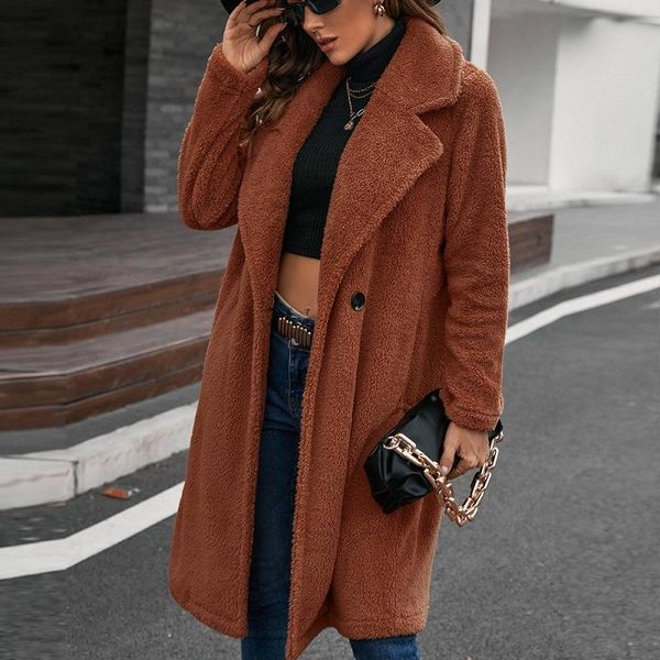 women's wool & blends 2021 autumn and winter trench coat temperament commuter single-breasted mid-length plush coats loose lapel lamb, Black
women's wool & blends 2021 autumn and winter trench coat temperament commuter single-breasted mid-length plush coats loose lapel lamb, Black