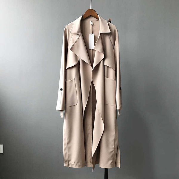 spring windbreaker jacket women's long windproof knee jacket streetwear loose vintage army green autumn coat 210531, Black;brown
spring windbreaker jacket women's long windproof knee jacket streetwear loose vintage army green autumn coat 210531, Black;brown