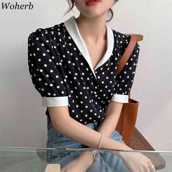 women's blouse korean summer elegant retro blusas mujer v-neck single-breasted loose puff sleeve polka-dot shirt 210519, White
women's blouse korean summer elegant retro blusas mujer v-neck single-breasted loose puff sleeve polka-dot shirt 210519, White