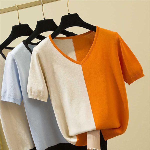 knitted pullovers women summer short sleeve stella filante loose jumper pull femme women girl thin sweater 210604, White;black
knitted pullovers women summer short sleeve stella filante loose jumper pull femme women girl thin sweater 210604, White;black