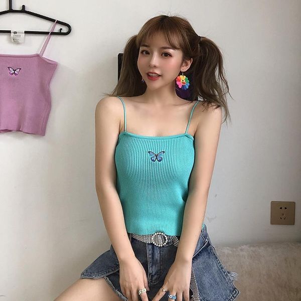 women's tanks & camis summer women knit tank butterfly crop girls knitted camisole spaghetti strap sleeveless t-shirts, White
women's tanks & camis summer women knit tank butterfly crop girls knitted camisole spaghetti strap sleeveless t-shirts, White