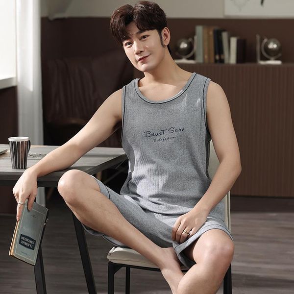 men's sleepwear summer knitted cotton men pajamas set vest clothing casual loose soft plus size l-4xl male homewear 4b6q, Black;brown
men's sleepwear summer knitted cotton men pajamas set vest clothing casual loose soft plus size l-4xl male homewear 4b6q, Black;brown