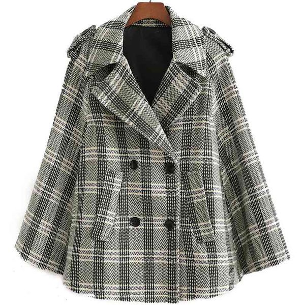 women fashion retro elegant plaid cloak female double breasted lapel sleeveless jacket chic 210531, Black;brown
women fashion retro elegant plaid cloak female double breasted lapel sleeveless jacket chic 210531, Black;brown