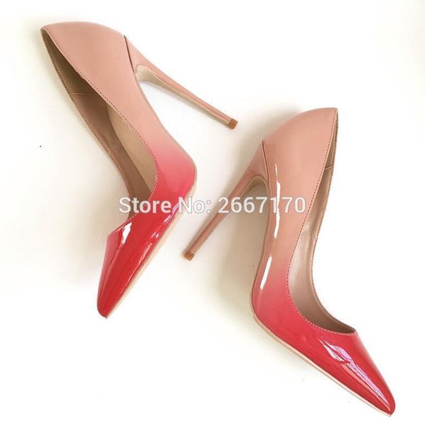 120mm high heel shoes women patent leather mixed color pumps pointed toe stilettos gradient heels party dress lady, Black
120mm high heel shoes women patent leather mixed color pumps pointed toe stilettos gradient heels party dress lady, Black