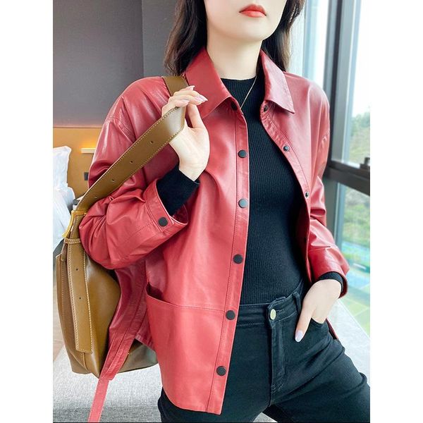 women's jackets high end sheepskin coat autumn short loose lapel handsome motorcycle jacket w0529, Black;brown
women's jackets high end sheepskin coat autumn short loose lapel handsome motorcycle jacket w0529, Black;brown