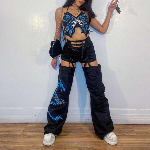 women's pants & capris gothic punk dragon embroidery women hollow out chain long loose bf style hip rock streetwear, Black;white
women's pants & capris gothic punk dragon embroidery women hollow out chain long loose bf style hip rock streetwear, Black;white