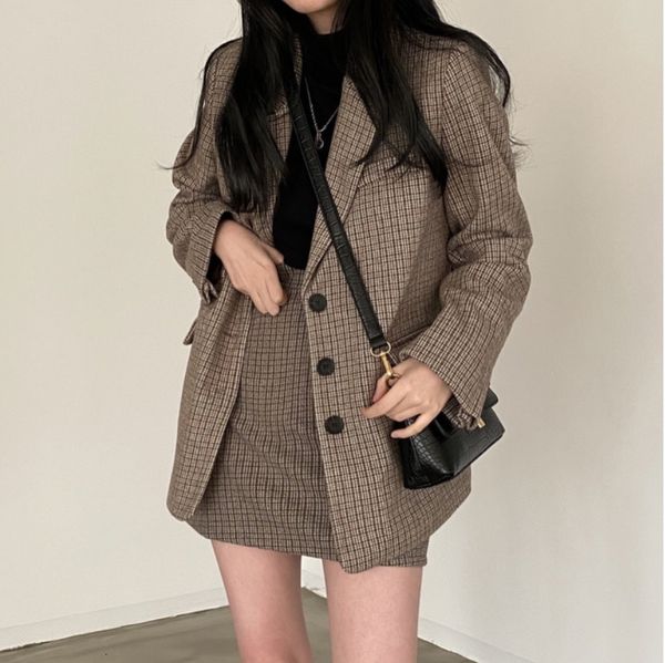 skirts miss b company offers retro joker bust skirt suit color chess blazer, Black 
skirts miss b company offers retro joker bust skirt suit color chess blazer, Black