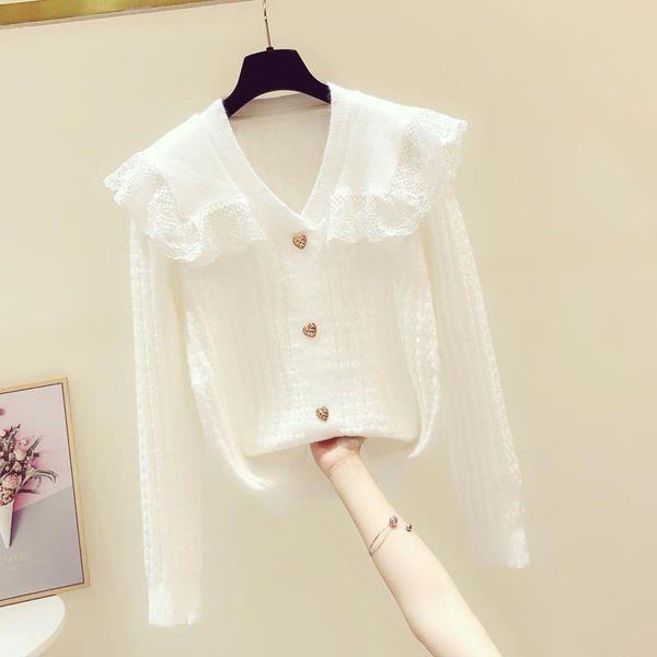 women's knits & tees women 2021 spring autumn casual lace patchwork knitted cardigans female all-match full-sleeved sweaters lady knitw, White
women's knits & tees women 2021 spring autumn casual lace patchwork knitted cardigans female all-match full-sleeved sweaters lady knitw, White