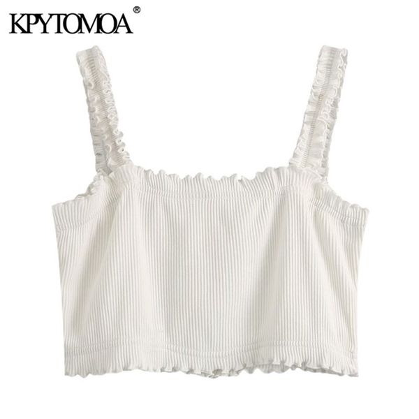 women sweet fashion ruffled cropped knitted blouses vintage square collar straps female shirts blusas chic 210420, White
women sweet fashion ruffled cropped knitted blouses vintage square collar straps female shirts blusas chic 210420, White