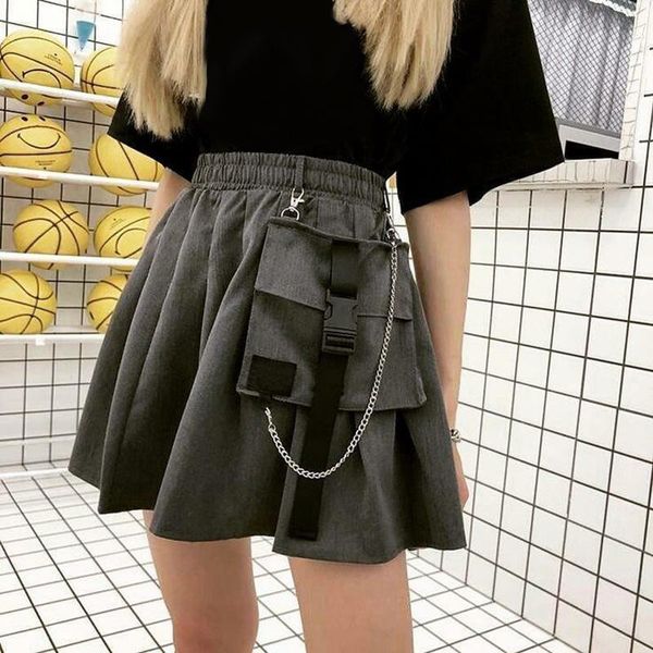 skirts women girl elastic waist with big pocket short skirt for summer beach party mug88, Black