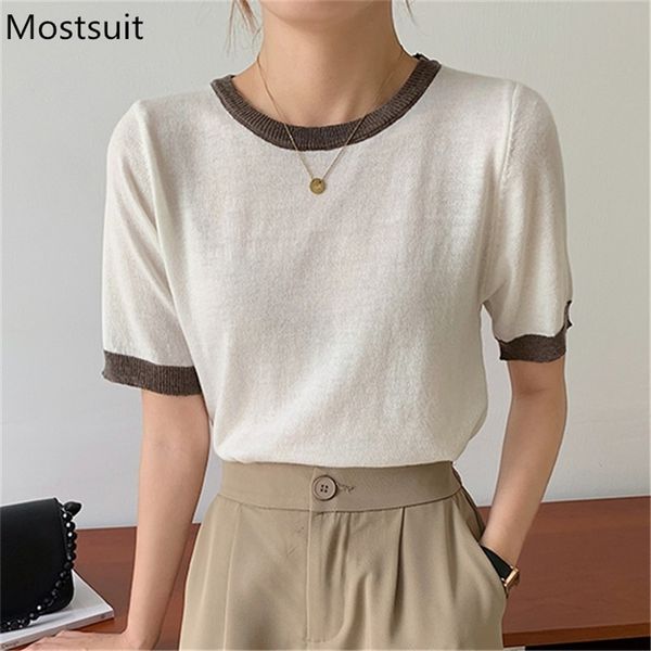 summer knitted tees t shirt women short sleeve o-neck korean vintage casual fashion ladies t-shirt femme 210513, White
summer knitted tees t shirt women short sleeve o-neck korean vintage casual fashion ladies t-shirt femme 210513, White