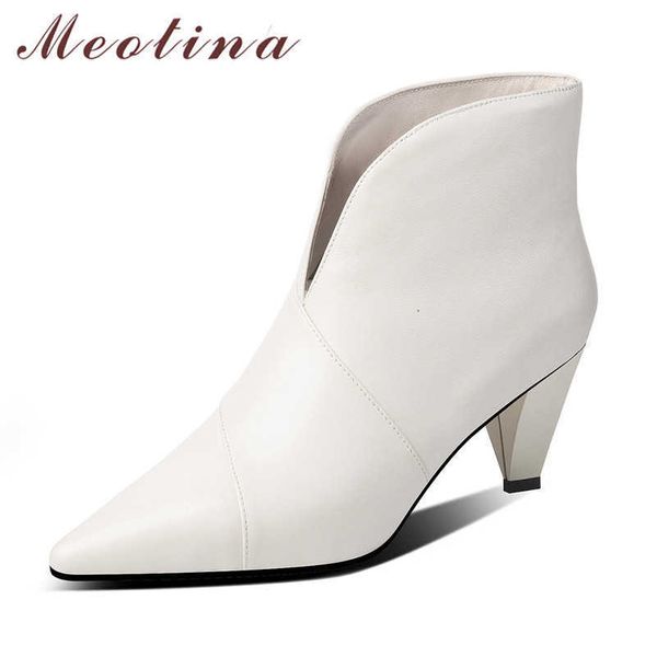 meotina ankle boots women shoes genuine leather high heel short boots pointed toe spike heels slip-on lady boots autumn winter 210608, Black
meotina ankle boots women shoes genuine leather high heel short boots pointed toe spike heels slip-on lady boots autumn winter 210608, Black