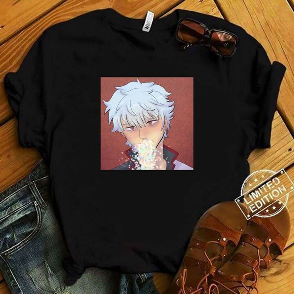 sakata gintoki | gintama t-shirt, hooded, White;black 
sakata gintoki | gintama t-shirt, hooded, White;black