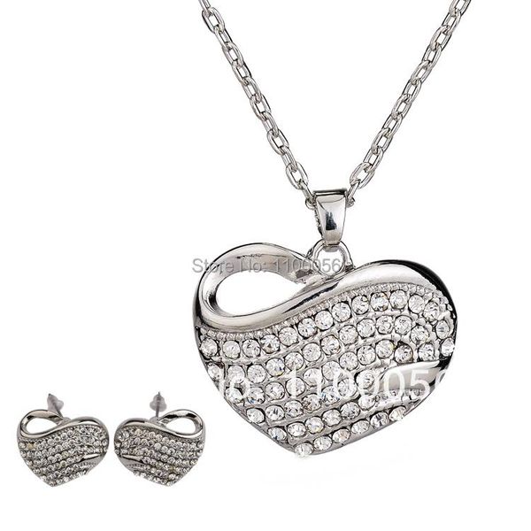 earrings & necklace jewelry sets decorative rhinestone heart wedding set for women t1451, Silver
earrings & necklace jewelry sets decorative rhinestone heart wedding set for women t1451, Silver