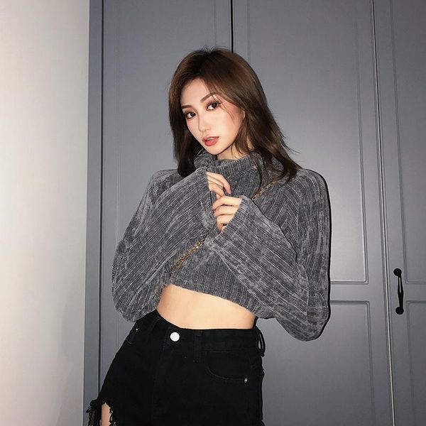 women's sweaters european and american style trendy handsome lazy high neck long-sleeved sweater women all-match short jacket, White;black
women's sweaters european and american style trendy handsome lazy high neck long-sleeved sweater women all-match short jacket, White;black