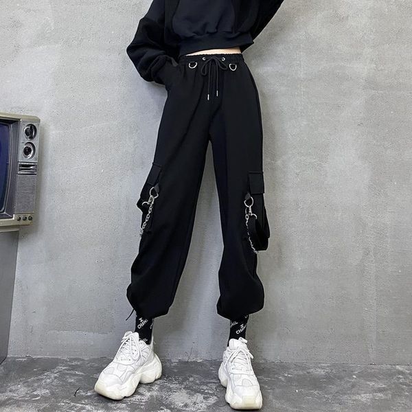 women's pants & capris women black detachable strap fashion harajuku cargo female elastic waist streetwear casual pant loose trouser, Black;white
women's pants & capris women black detachable strap fashion harajuku cargo female elastic waist streetwear casual pant loose trouser, Black;white