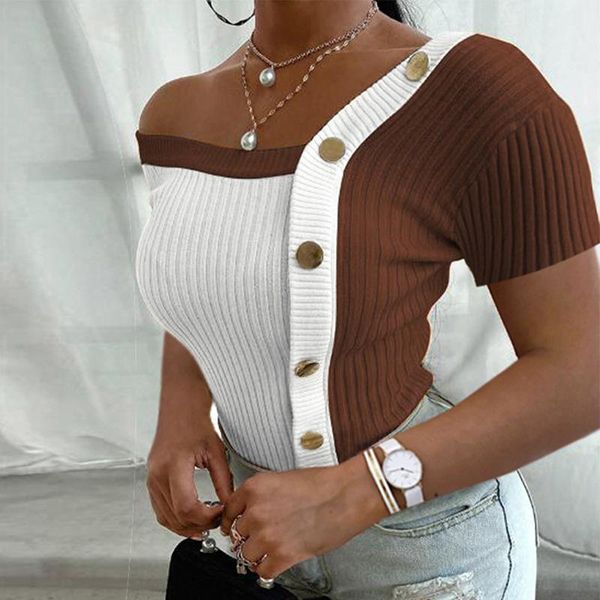 women's t-shirt one-shoulder short sleeve women knit 2021 spring summer casual office ladies vintage clothes mujer camisetas sj7687r, White
women's t-shirt one-shoulder short sleeve women knit 2021 spring summer casual office ladies vintage clothes mujer camisetas sj7687r, White