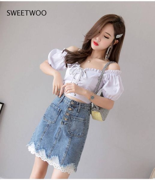 skirts lace women denim mini skirt fashion summer korean high waist single button a-line elegant party package hip 2021, Black
skirts lace women denim mini skirt fashion summer korean high waist single button a-line elegant party package hip 2021, Black