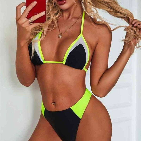 women's swimwear splicing mid waist bikini women micro female swimsuit two-pieces set bather bathing suit swim lady monokini, White;black
women's swimwear splicing mid waist bikini women micro female swimsuit two-pieces set bather bathing suit swim lady monokini, White;black