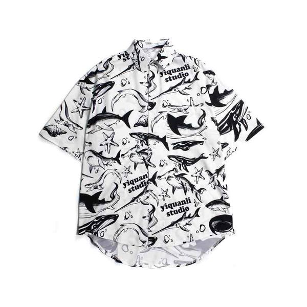 women's blouses & shirts harajuku retro short-sleeved shirt street casual loose hip-hop tie-dye printed style men's, White
women's blouses & shirts harajuku retro short-sleeved shirt street casual loose hip-hop tie-dye printed style men's, White