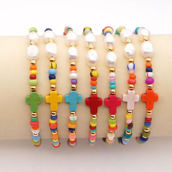 charm bracelets natural fresh water pearl simple color rice bead cross european and american ethnic wind bracelet, Golden;silver
charm bracelets natural fresh water pearl simple color rice bead cross european and american ethnic wind bracelet, Golden;silver