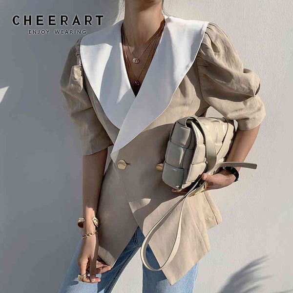 puff sleeve summer jacket women fashion khaki black asymmetrical tunic designer coat korean clothing 210427, Black;brown
puff sleeve summer jacket women fashion khaki black asymmetrical tunic designer coat korean clothing 210427, Black;brown
