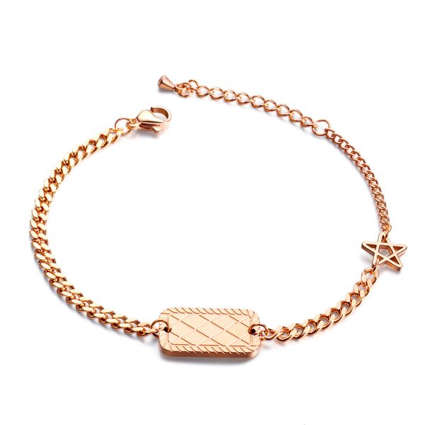 fashion hand ornaments simple pattern square piece plated rose gold bracelet titanium steel star lady, Golden;silver
fashion hand ornaments simple pattern square piece plated rose gold bracelet titanium steel star lady, Golden;silver