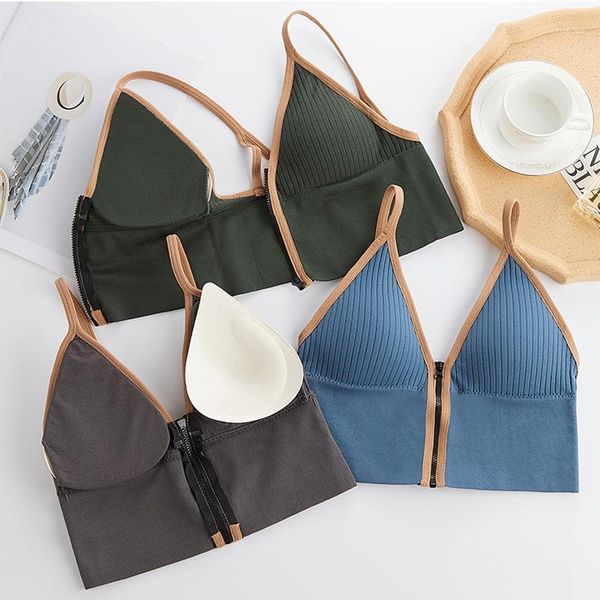 women tube front zipper bralette crop sleeveless sports beauty back seamless cotton bh comfort streetwear camisoles & tanks, Black;white
women tube front zipper bralette crop sleeveless sports beauty back seamless cotton bh comfort streetwear camisoles & tanks, Black;white