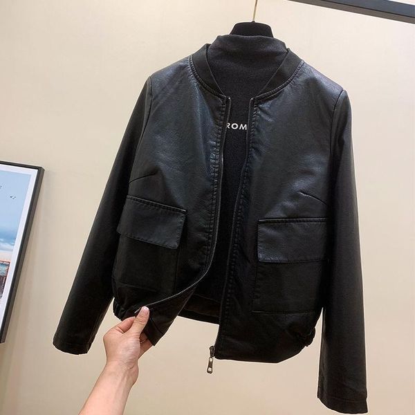 women's leather & faux ly varey lin spring autumn women fashion o-neck zipper long pu jacket casual loose sleeve solid short coat, Black
women's leather & faux ly varey lin spring autumn women fashion o-neck zipper long pu jacket casual loose sleeve solid short coat, Black