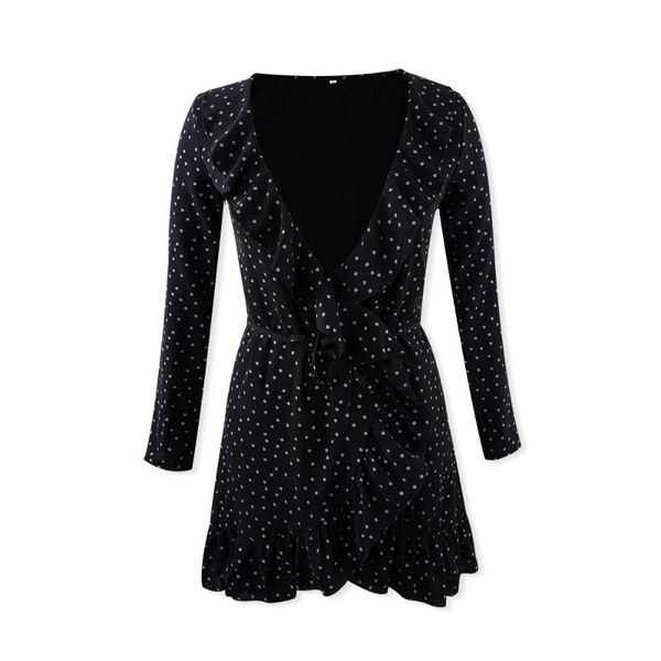 casual dresses ruffles dot print v-neck streetwear dress women clothes ol black long sleeve lacing chiffon female vestidos, Black;gray
casual dresses ruffles dot print v-neck streetwear dress women clothes ol black long sleeve lacing chiffon female vestidos, Black;gray